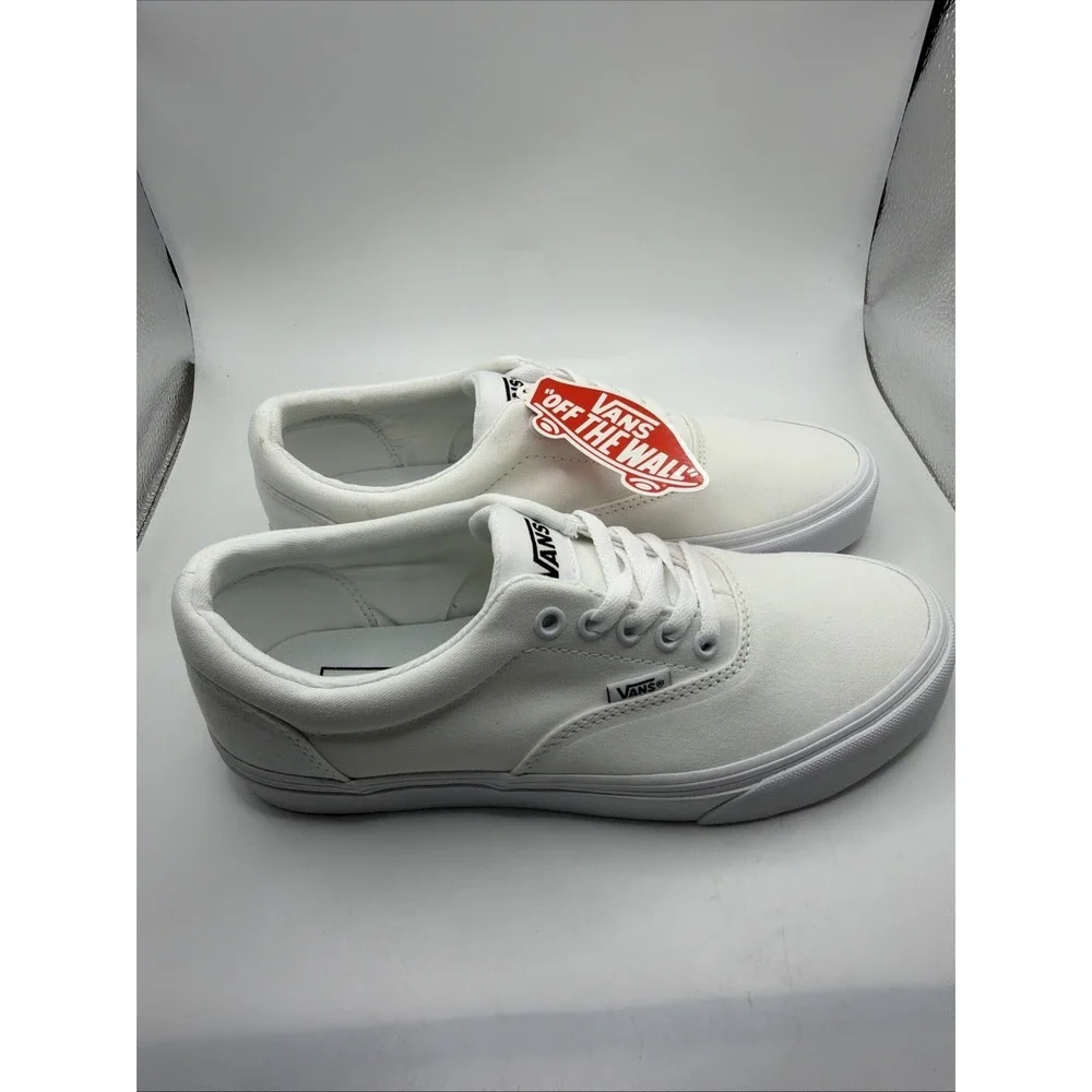 -NEW Vans Sneaker Skate Shoe Lace Up Canvas White Men's Size 8‎